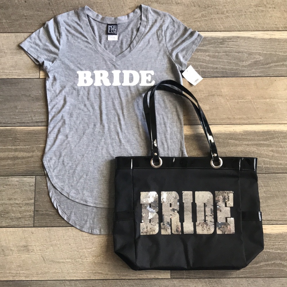 CALLING ALL BRIDES!! BRIDE Hi-low Tee & Sequin Tote
